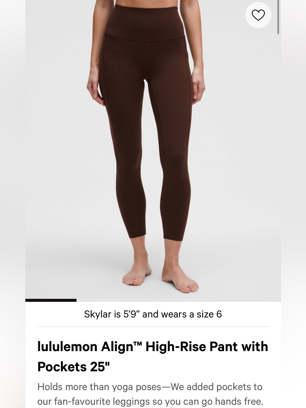 NWT Lululemon align HR pocket pants 25" LAVA CAKE Size 4